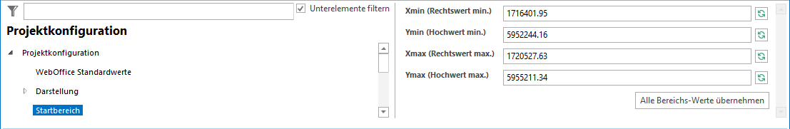 Startbereich Konfiguration Startbereich Konfiguration