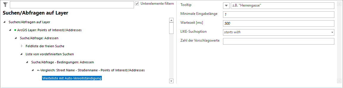 Konfiguration Werteliste mit Auto-Vervollständigung Konfiguration Werteliste mit Auto-Vervollständigung