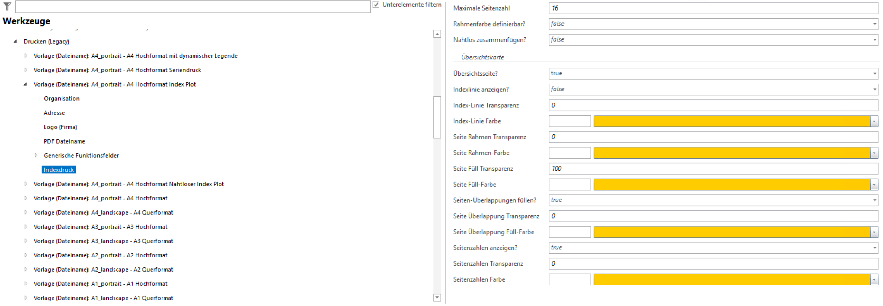 Indexdruck Konfiguration Indexdruck Konfiguration