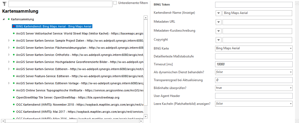 Auswahl eines Bing Map Dienstes Auswahl eines Bing Map Dienstes