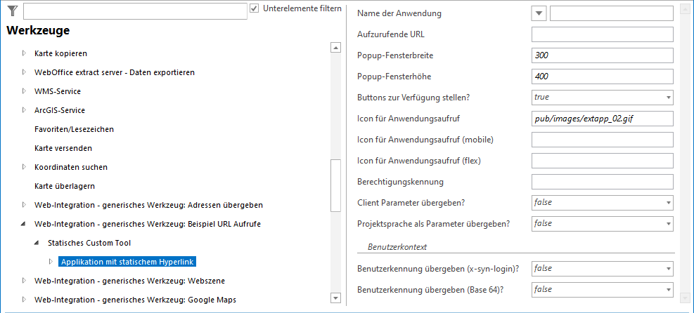 Konfiguration - Applikation mit statischem Hyperlink Konfiguration - Applikation mit statischem Hyperlink
