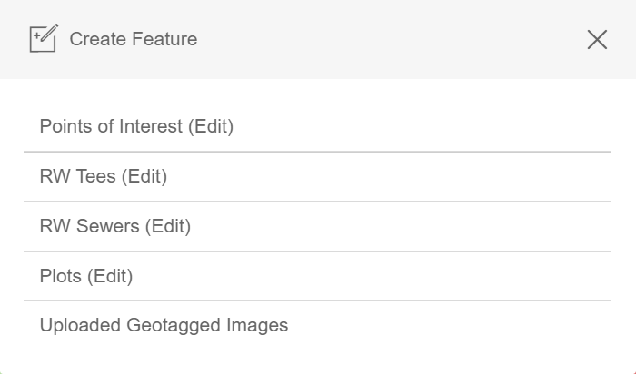 List of avaliable editing layers in the WebOffice flex client
