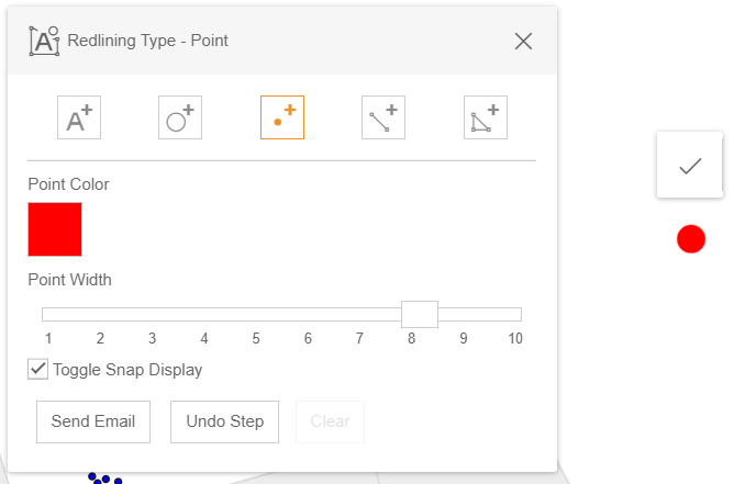 Set a point via snapping with customized rendering in the WebOffice flex client.