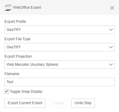 Data export tool form for raster data