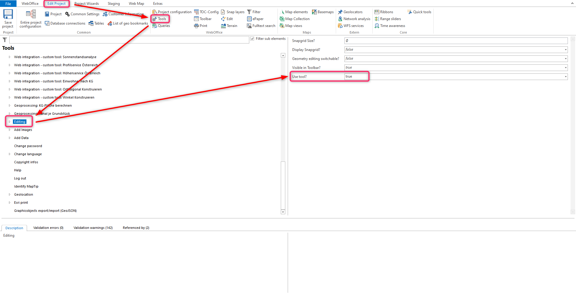 Activate the editing tool in the WebOffice author standalone