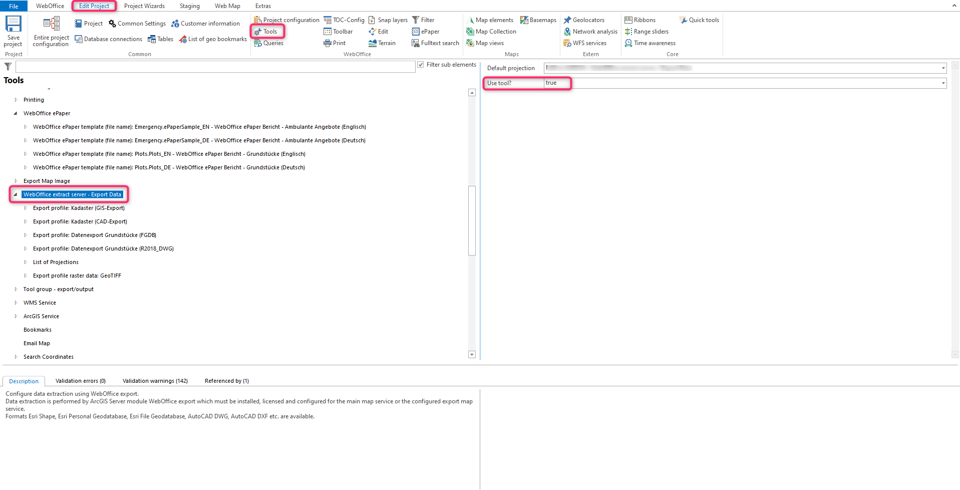 Activate the WebOffice extract server tool in the WebOffice author standalone