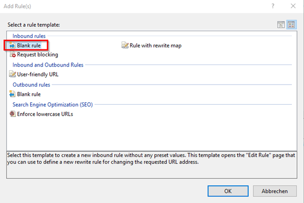 Creating rules with URL Rewrite