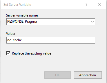 Server variable of the header to avoid caching