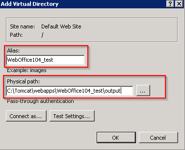 Creation of a virtual directory in IIS