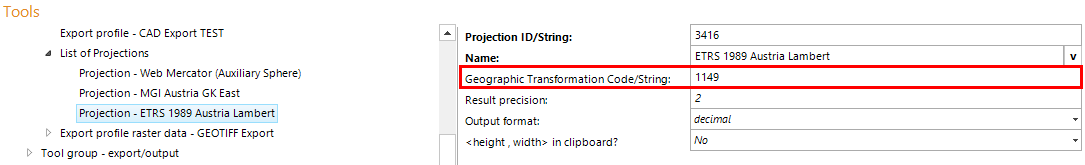 Geographic transformation from WebOffice 10.9 R4 Project to Export coordinate system