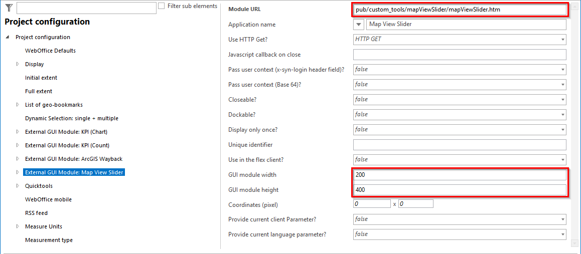 Konfiguration eines Externen GUI Moduls