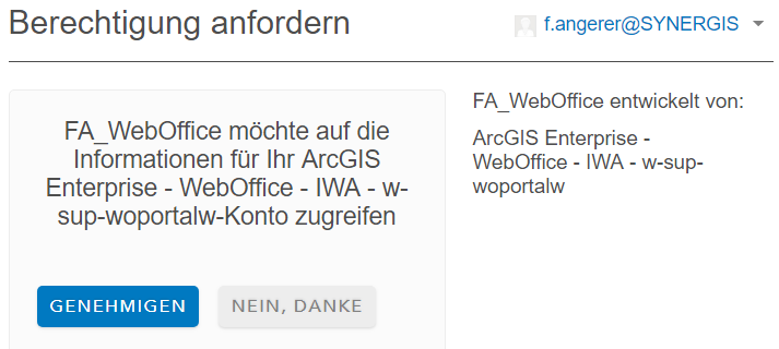 Authorization message when calling up the WebOffice project