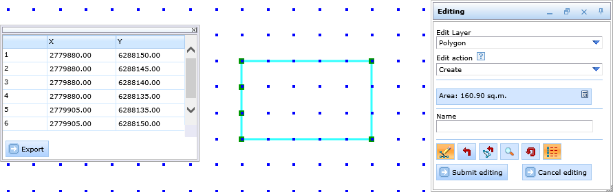 Editing with snap grid Editing with snap grid
