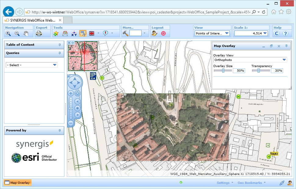Map Overlay tool in the WebOffice html client Map Overlay tool in the WebOffice html client