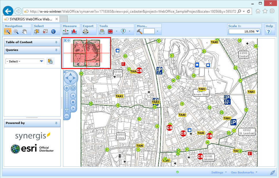 The overview map in the WebOffice html client The overview map in the WebOffice html client
