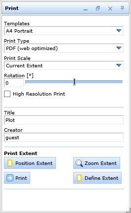 Print tool dialog in the WebOffice html client