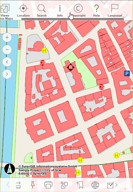 Upper toolbar in the WebOffice mobile client - phone mode