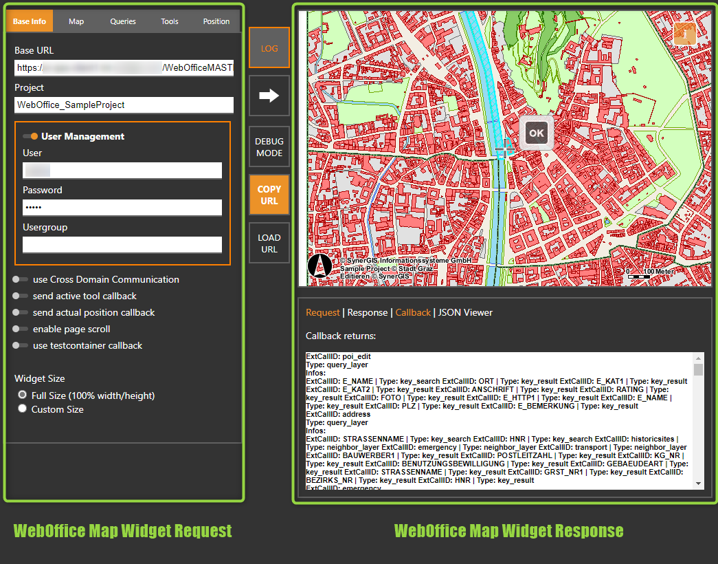 WebOffice map widget Testcontainer