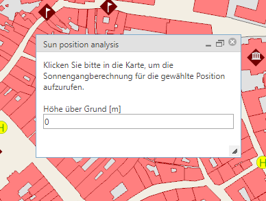 Tool dialog of the Sun position analysis