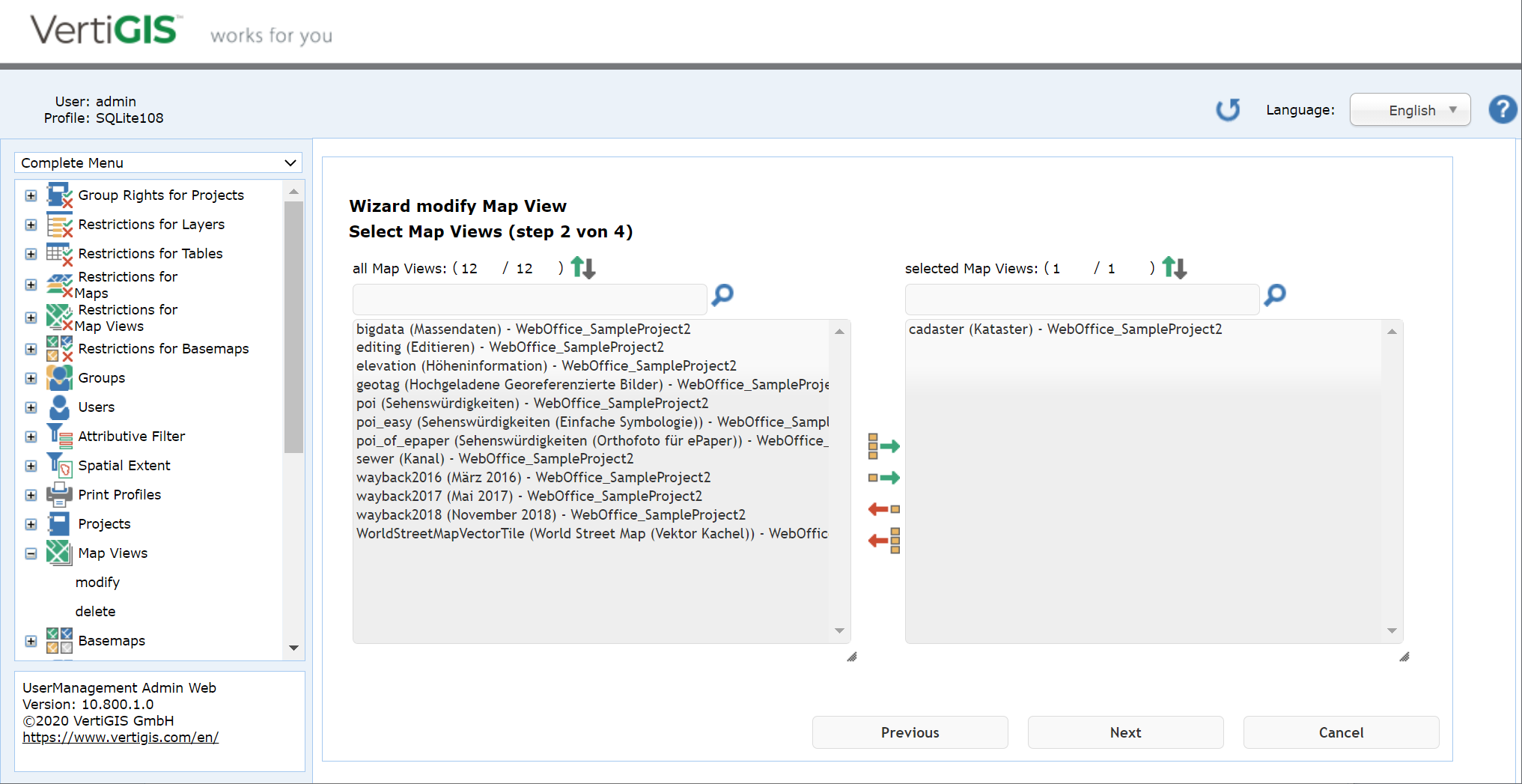 Modify a map view - step 2