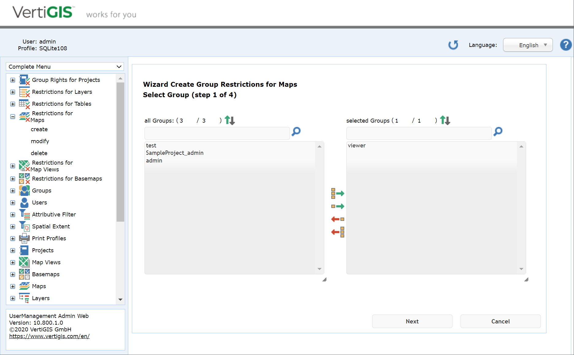 Create group restrictions for maps - step 1 select group