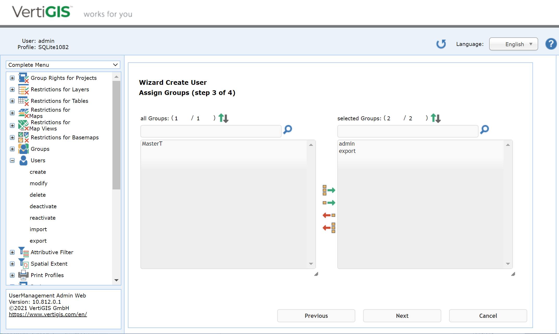 Create user - step 3 assign groups