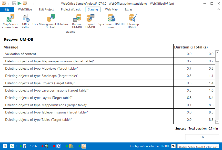 Import of the data into the database