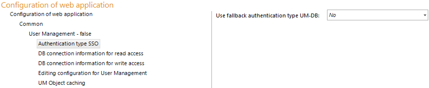 Authentication type SSO configuration Authentication type SSO configuration