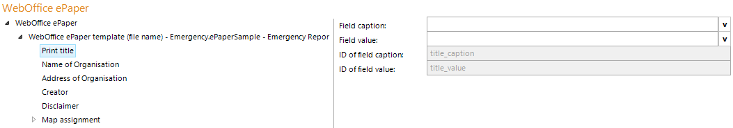 ePaper print title configuration
