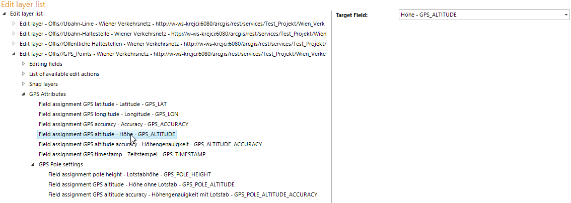 Configuration of the GPS Attributes Assignment - Timestamp