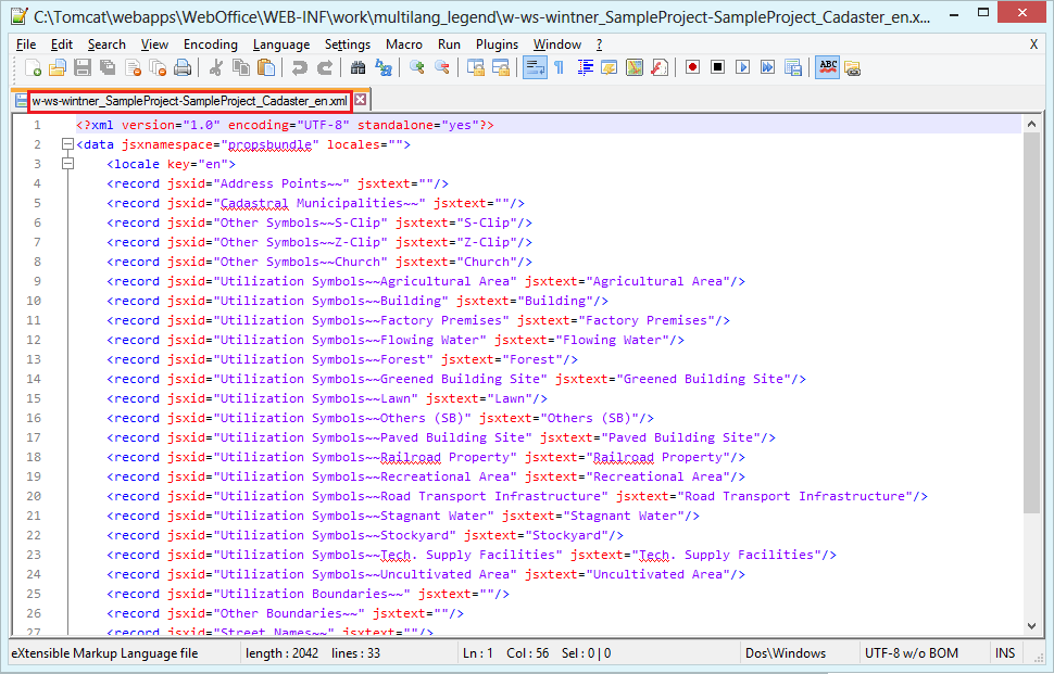 Created multilingual legends XML file