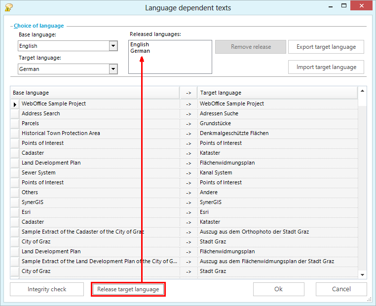 Release the target language