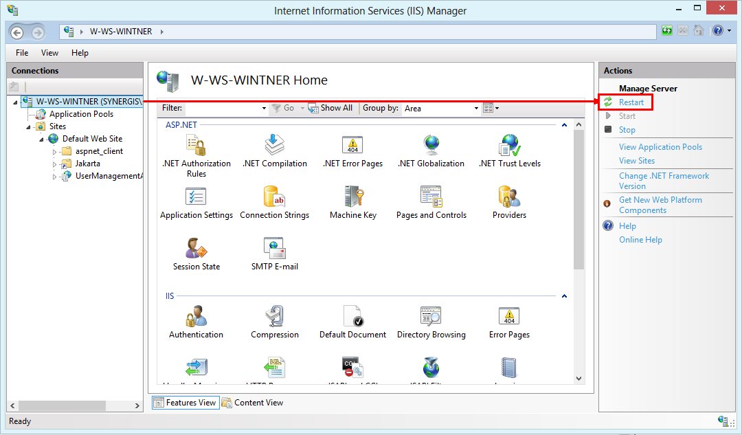 Restart Internet Information Services (IIS) Manager
