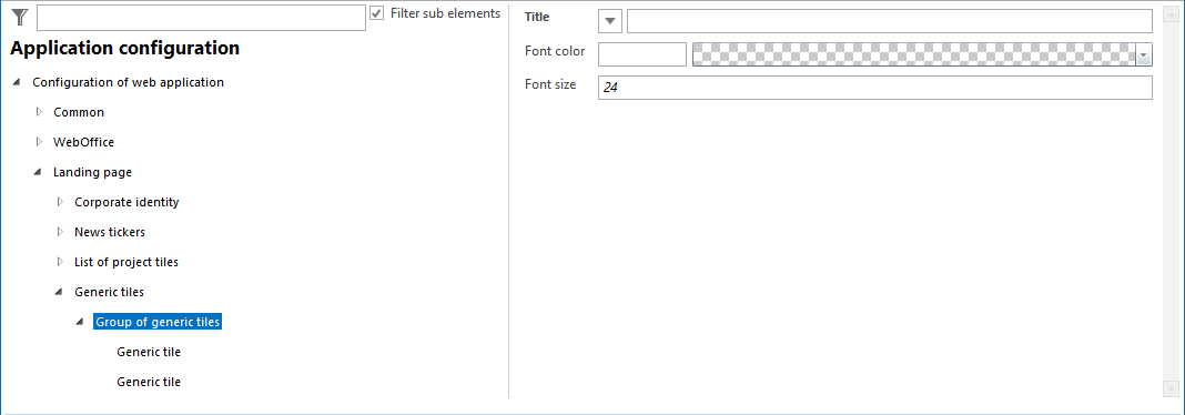 Configuration - groups of generic tiles