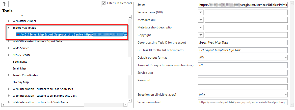 Configuration ArcGIS Server Map Export Geoprocessing Service
