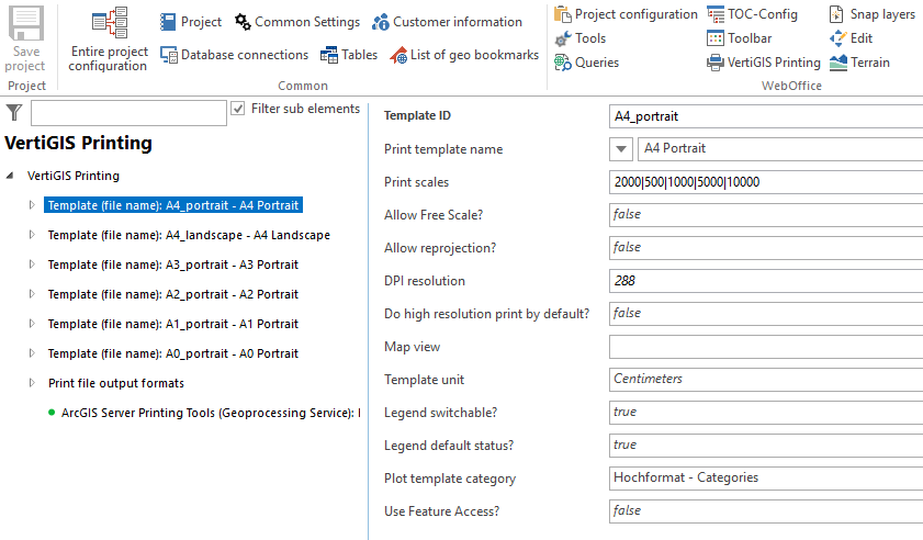 Configuration of a print template