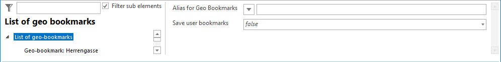 List of geo-bookmarks configuration List of geo-bookmarks configuration