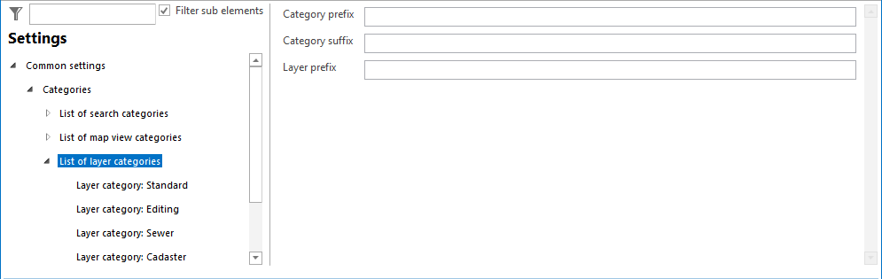 List of layer categories configuration