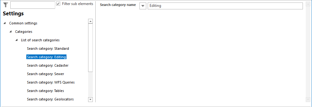 Search category name configuration