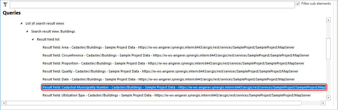 Result field of target table