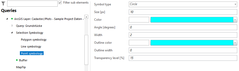 Point symbology configuration Point symbology configuration