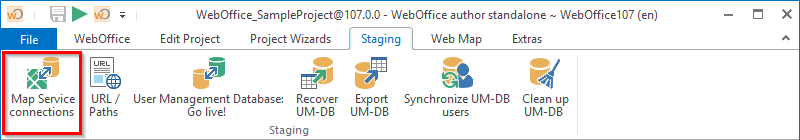 Map service connections in WebOffice author standalone
