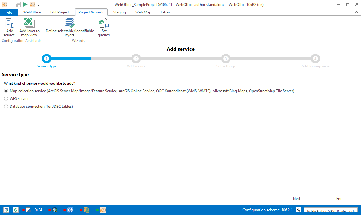Selection of a service type