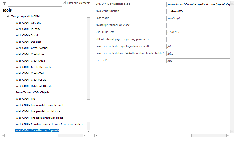 Configuration - Web CODI Circle through 3 points