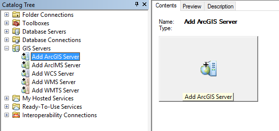 Add ArcGIS Server Add ArcGIS Server