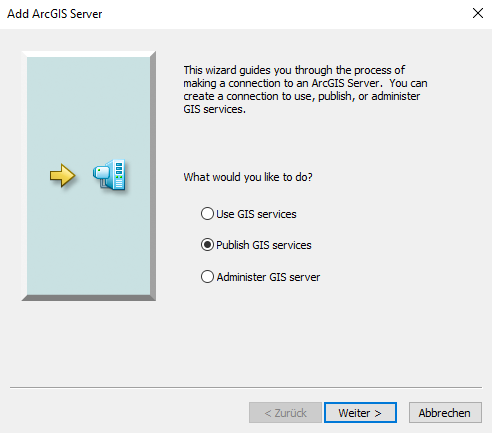 ArcGIS Server must have at least publishing rights ArcGIS Server must have at least publishing rights