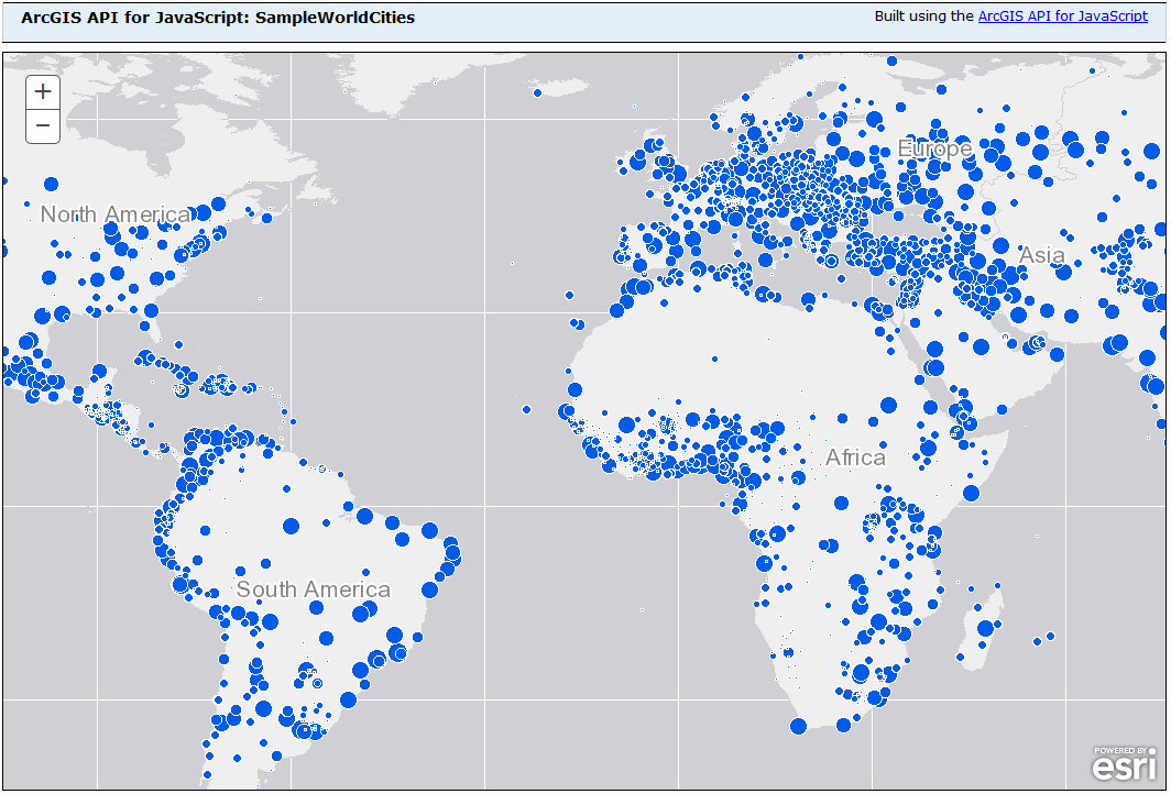SampleWorldCities service with ArcGIS JavaScript API SampleWorldCities service with ArcGIS JavaScript API