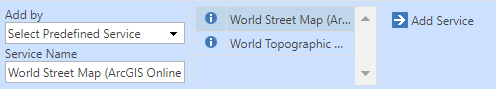 Add an ArcGIS Online service from a predefined list Add an ArcGIS Online service from a predefined list