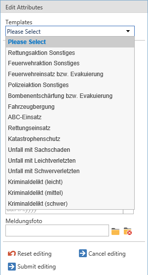 Display of editing templates or templates in the WebOffice core client Display of editing templates or templates in the WebOffice core client