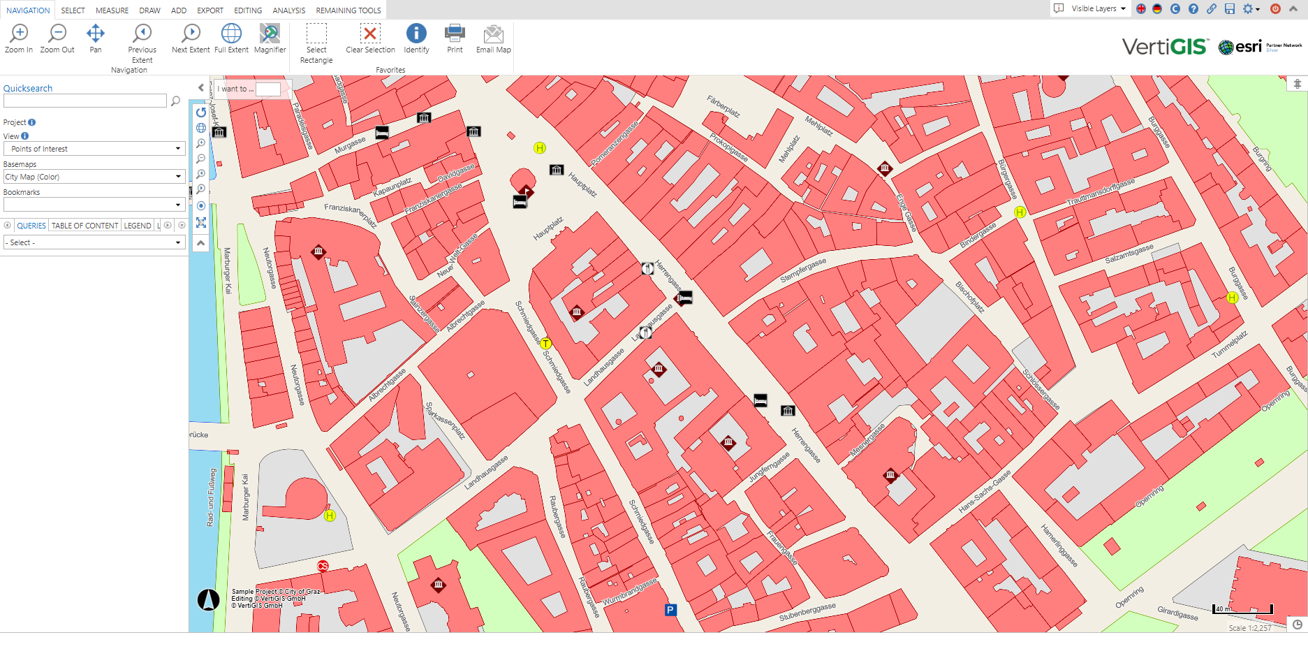 Main map display in WebOffice core client Main map display in WebOffice core client
